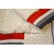 Artyzen White Quilted PU Leather Bomber Jacket With Red / Black Trim 7522